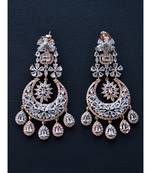 Sleek Danglers In Rose Gold Adorned With AD Stones