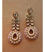 Kundan Danglers with white meenakari and pink beads