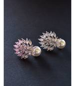 Kundan Danglers with white meenakari and pink beads