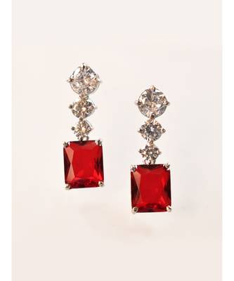Sparkling Princess Cut Earring in Red Onyx Stone 1