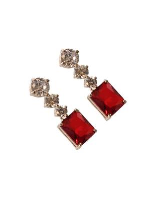 Sparkling Princess Cut Earring in Red Onyx Stone 2