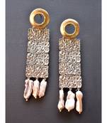 Smart Unconventional Antique Danglers with Pearl Drops Gold