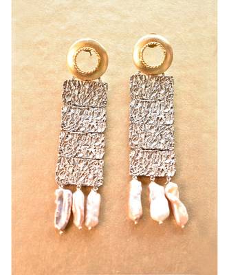 Smart Unconventional Antique Danglers with Pearl Drops Gold 3