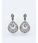 Sleek AD Chandbali in Silver Tone