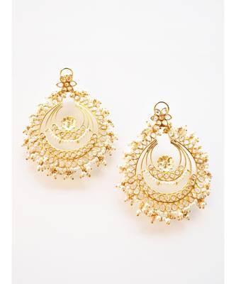 Gorgeous Pearl And Polki Chandbali 1