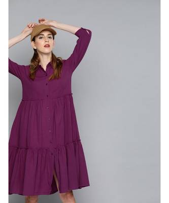 Purple Front Open Tiered Dress 1