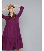Purple Front Open Tiered Dress