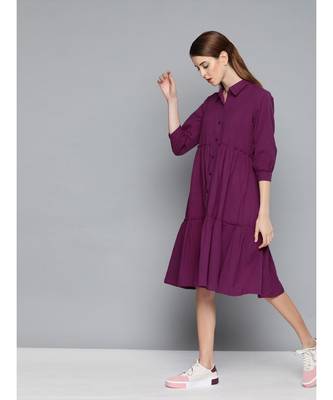 Purple Front Open Tiered Dress 2