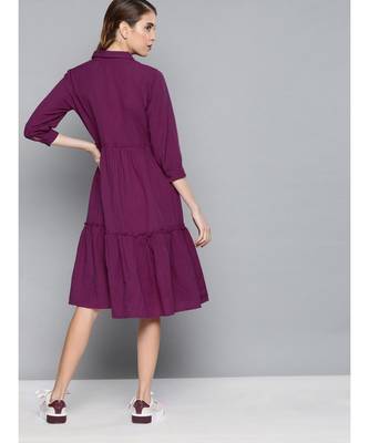Purple Front Open Tiered Dress 3
