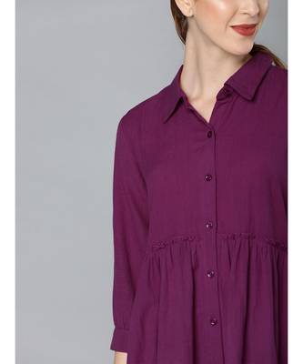 Purple Front Open Tiered Dress 5