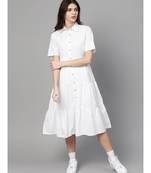 White Tiered Shirt Dress