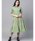 Olive Tiered Shirt Dress