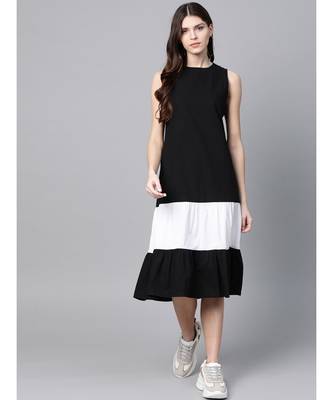 Black & White Sleeveless Tiered Dress 1