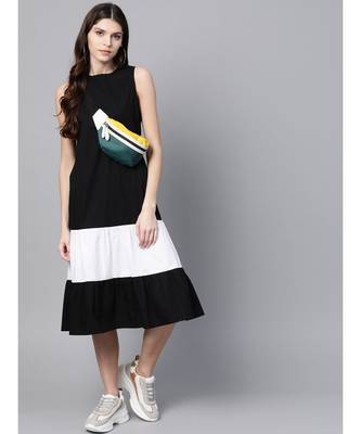 Black & White Sleeveless Tiered Dress 4