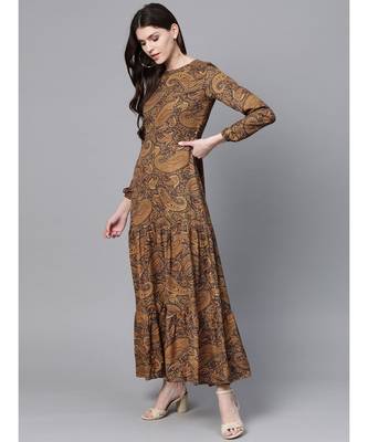 Brown Paisley Tiered Maxi 2