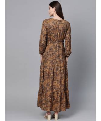 Brown Paisley Tiered Maxi 3