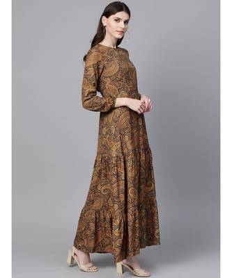 Brown Paisley Tiered Maxi 4
