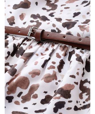 Off White Leopard Tiered Belted Midi Dress 5