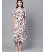 Off White Leopard Belted Midi