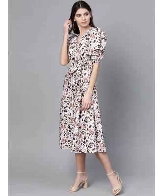 Off White Leopard Belted Midi 2