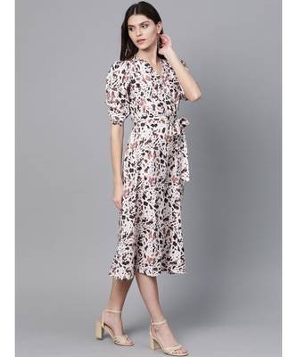 Off White Leopard Belted Midi 3