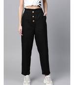 Black Front Button Tapered Pants