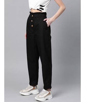 Black Front Button Tapered Pants 2