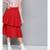 Red Layered Midi Skirt