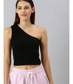 Black One Shoulder Crop Top