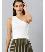 White One Shoulder Crop Top