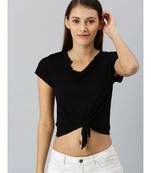 Black Front Knot Crop Top