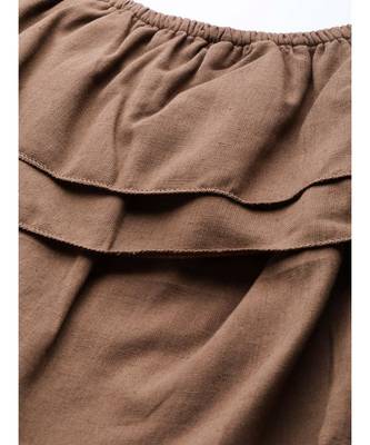 Brown Off Shoulder Layer Crop Top 5