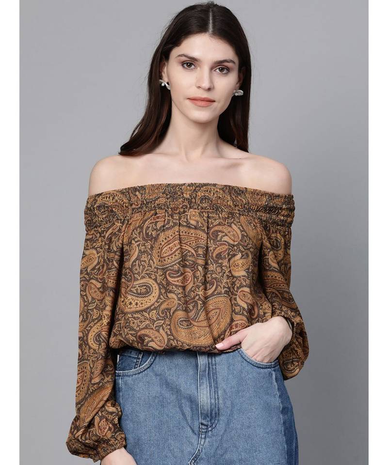 smocked bardot top