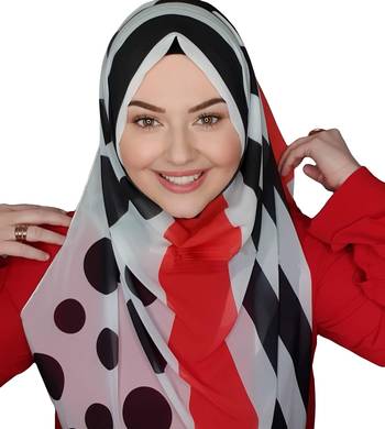 Justkartit Daily Wear Polka Dot Strips Printed Long Scarf Hijab 2