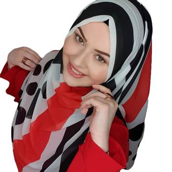 Justkartit Daily Wear Polka Dot Strips Printed Long Scarf Hijab 3