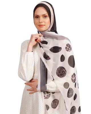 Justkartit Casual Wear Animal Printed Polka Dot Strips Georgette Scarf Hijab 1