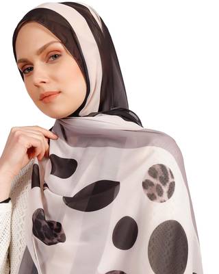 Justkartit Casual Wear Animal Printed Polka Dot Strips Georgette Scarf Hijab 2