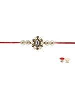 Multi Beads Stud-Handmade  Brass Rakhi