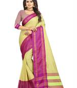 Purple Checkered Cotton Silk Saree With Blouse