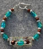 Teal and wooden Bracelet.