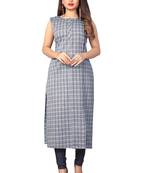 Grey printed cotton cotton-kurtis