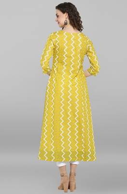 Janasya Women's Lemon Yellow Pure Cotton Kurta 2