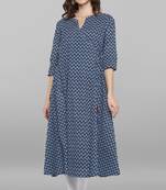 Janasya Women's Blue Pure Cotton Kurta