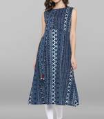Women's blue Pure Cotton Kurta