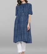 Janasya Women's blue Pure Cotton Kurta