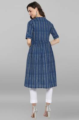 Janasya Women's blue Pure Cotton Kurta 2
