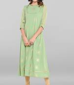 Janasya Women's Light Green Poly Crepe Kurta