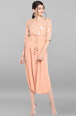 Women's Peach Poly Crepe Kurta 1
