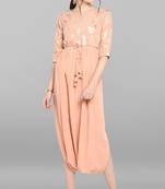 Women's Peach Poly Crepe Kurta