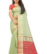 Women's Art Silk Kalamkari and Bhagalpuri Style Saree With Blouse Piece